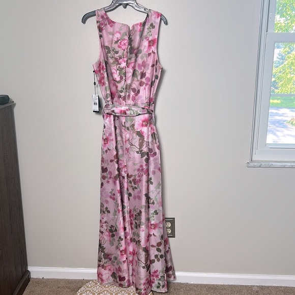 NWT Adrianna Papell printed floral pink organza wide leg jumpsuit - Picture 10 of 16